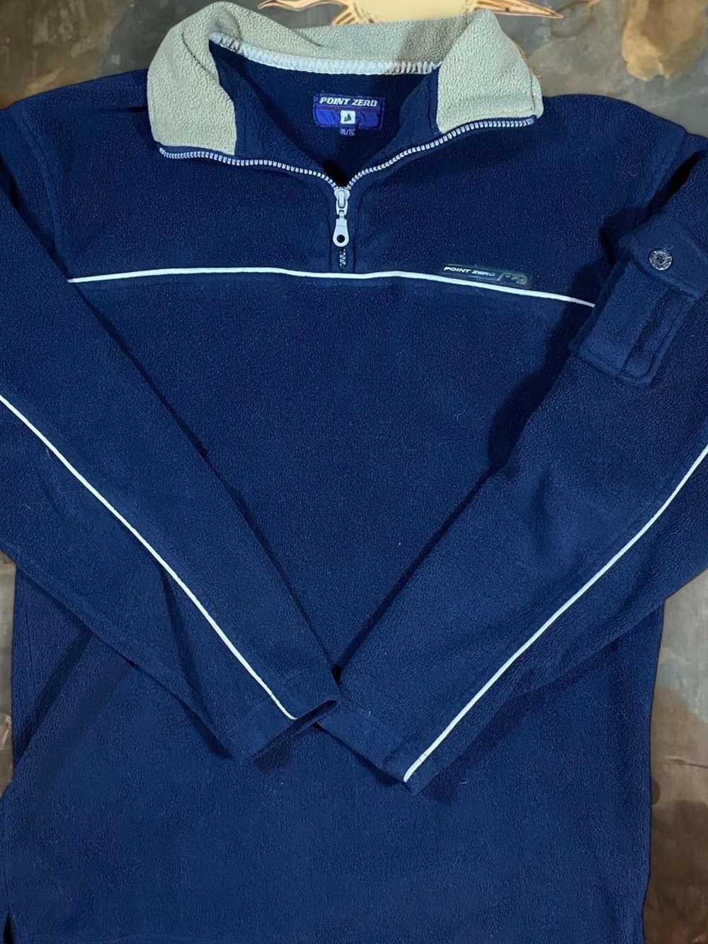Point Zero Navy and Light Gray Quarter-Zip Fleece Pullover